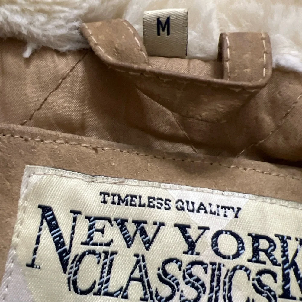 New York Classics Genuine Leather Shearling Jacket Coat Brown M - Picture 12 of 12